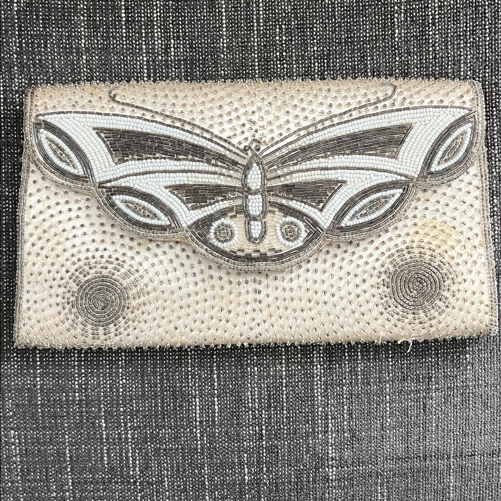 Vintage Iiyama Beaded Butterfly Clutch